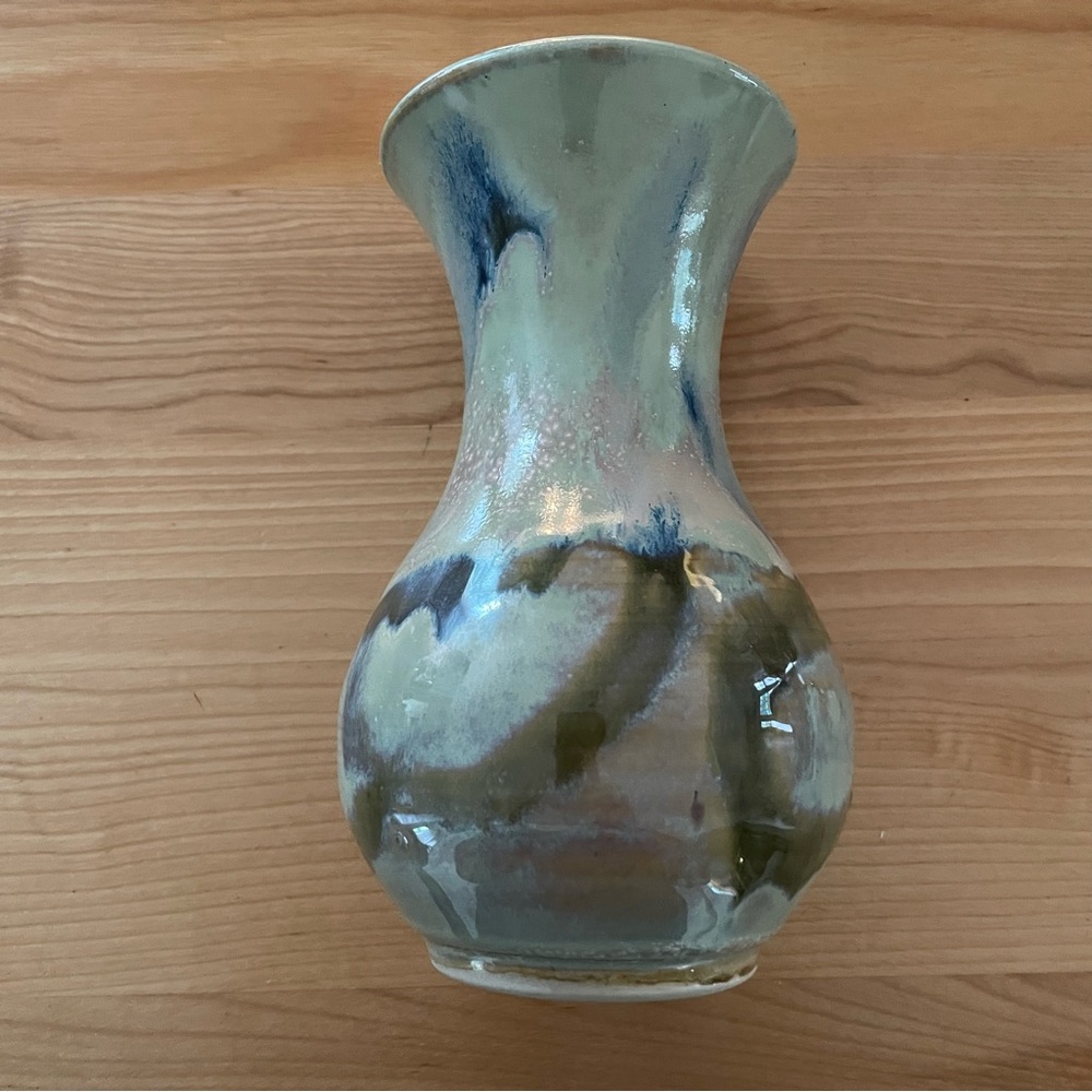 Handcrafted pottery Vase with Blue and Green Accents